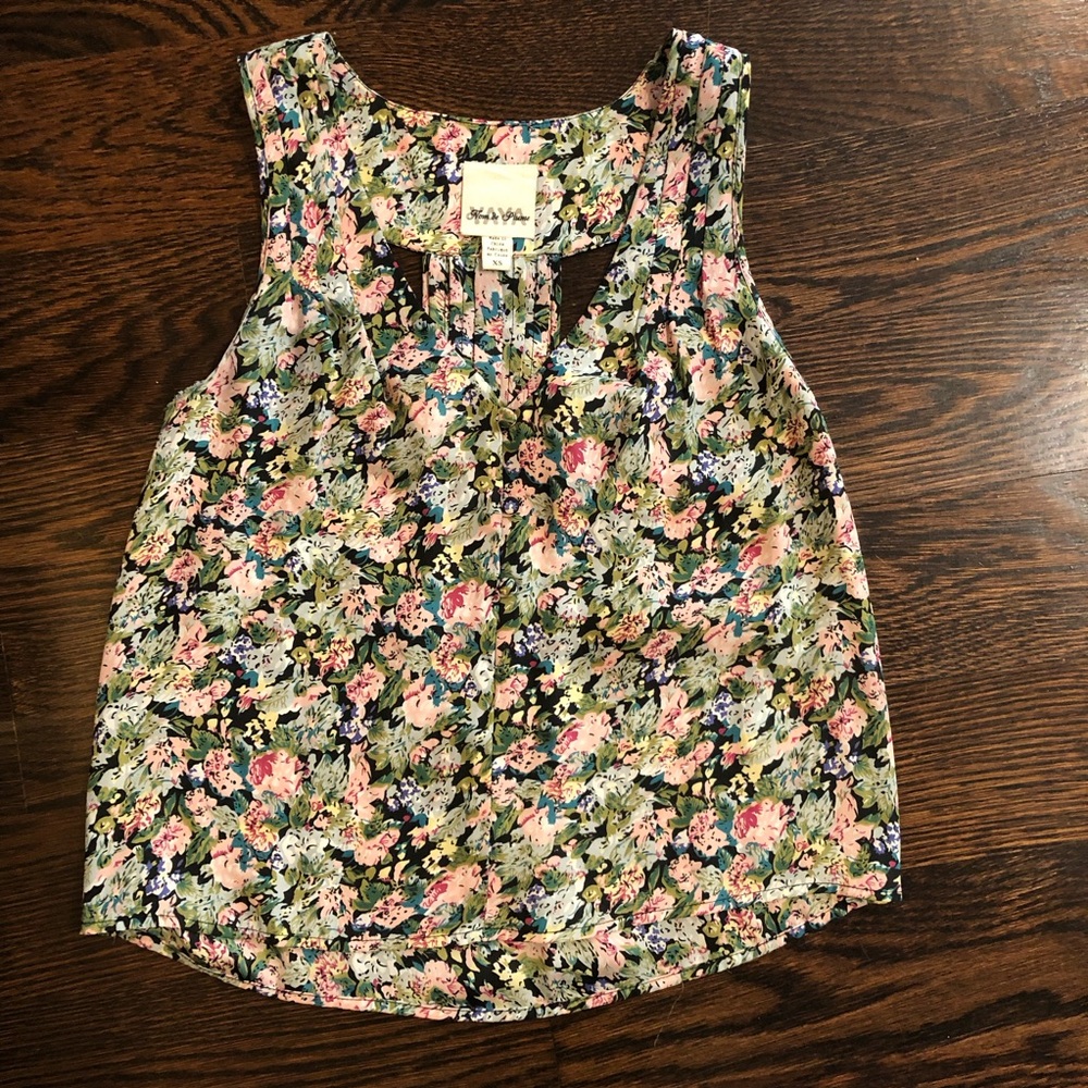 Urban Outfitters Nom de Plume Floral Print Sleeveless Racerback Tank Top Size XS